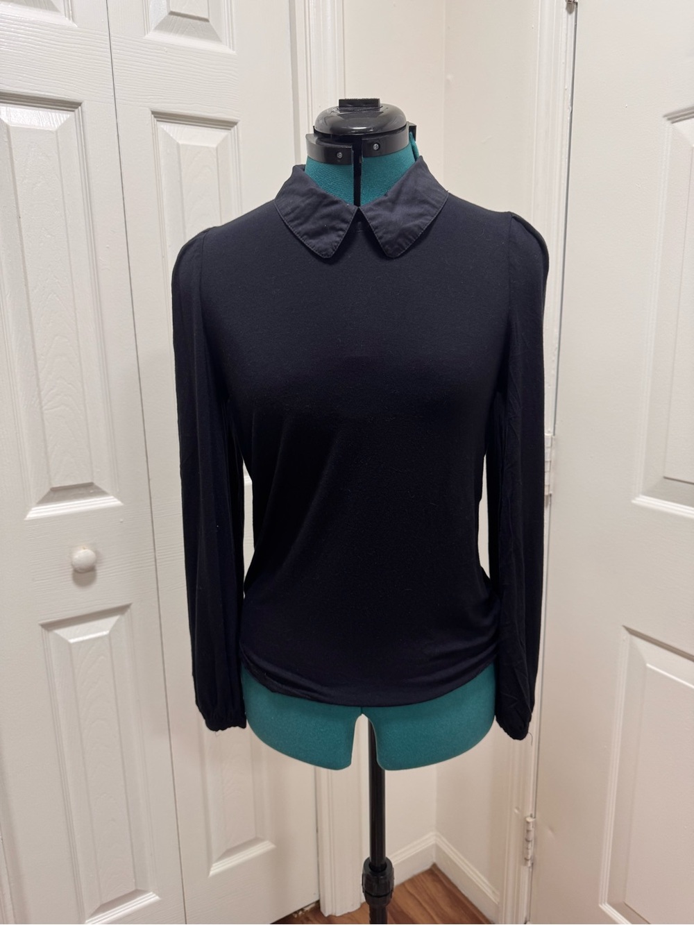 Modcloth Black Long-Sleeve Tee with Peter Pan Collar